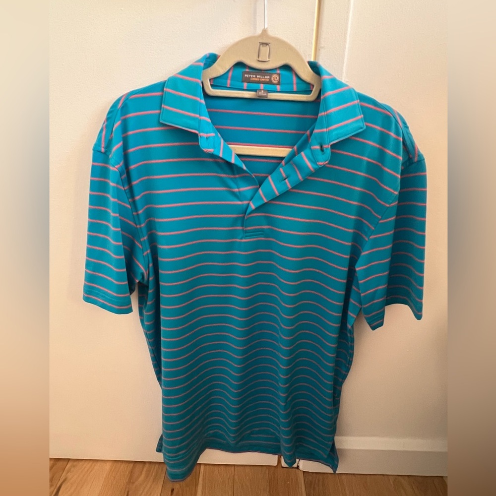 Peter Millar Blue Striped Polo Shirt